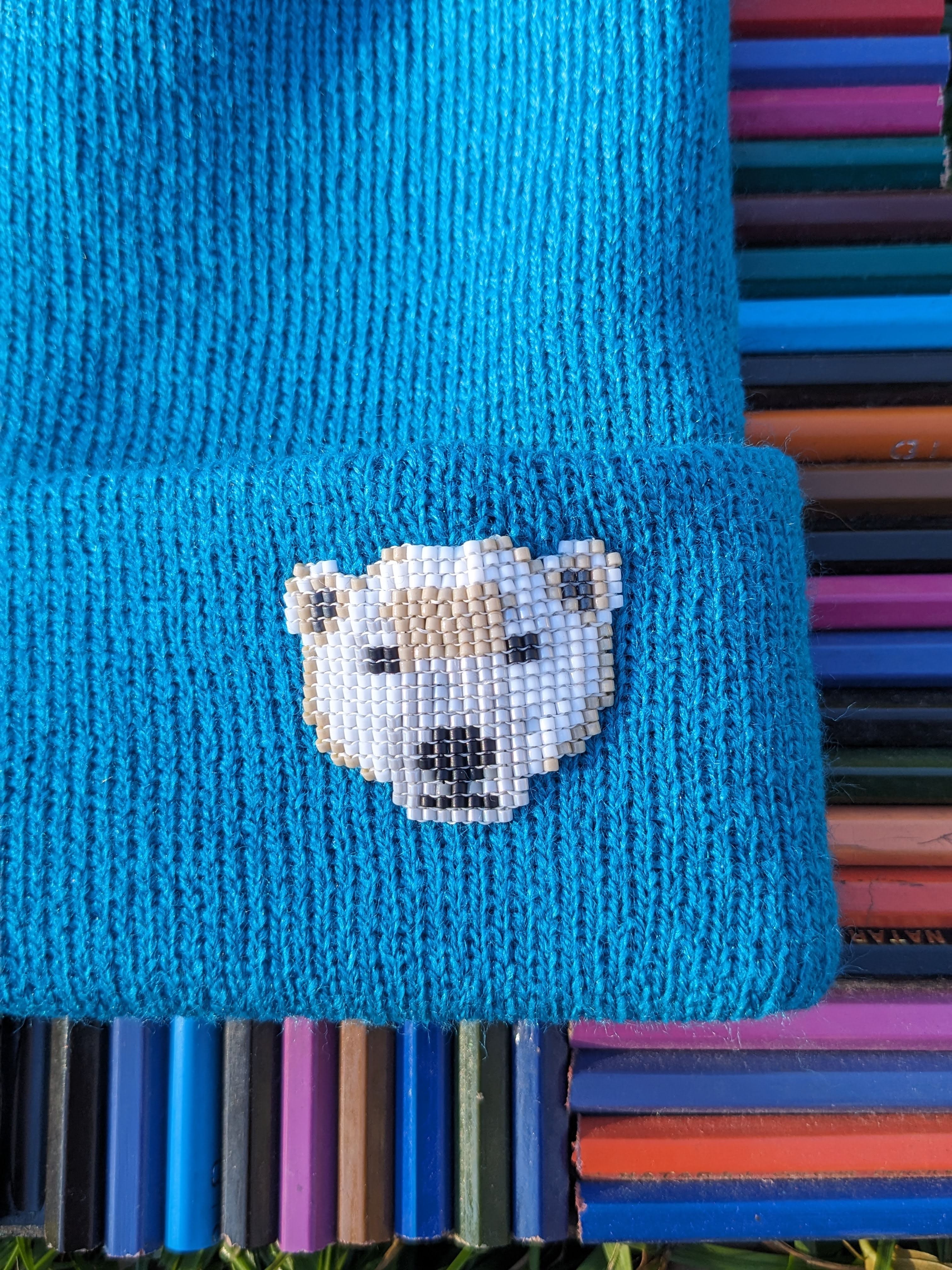 Children's Knit Hat with Beaded Polar Bear