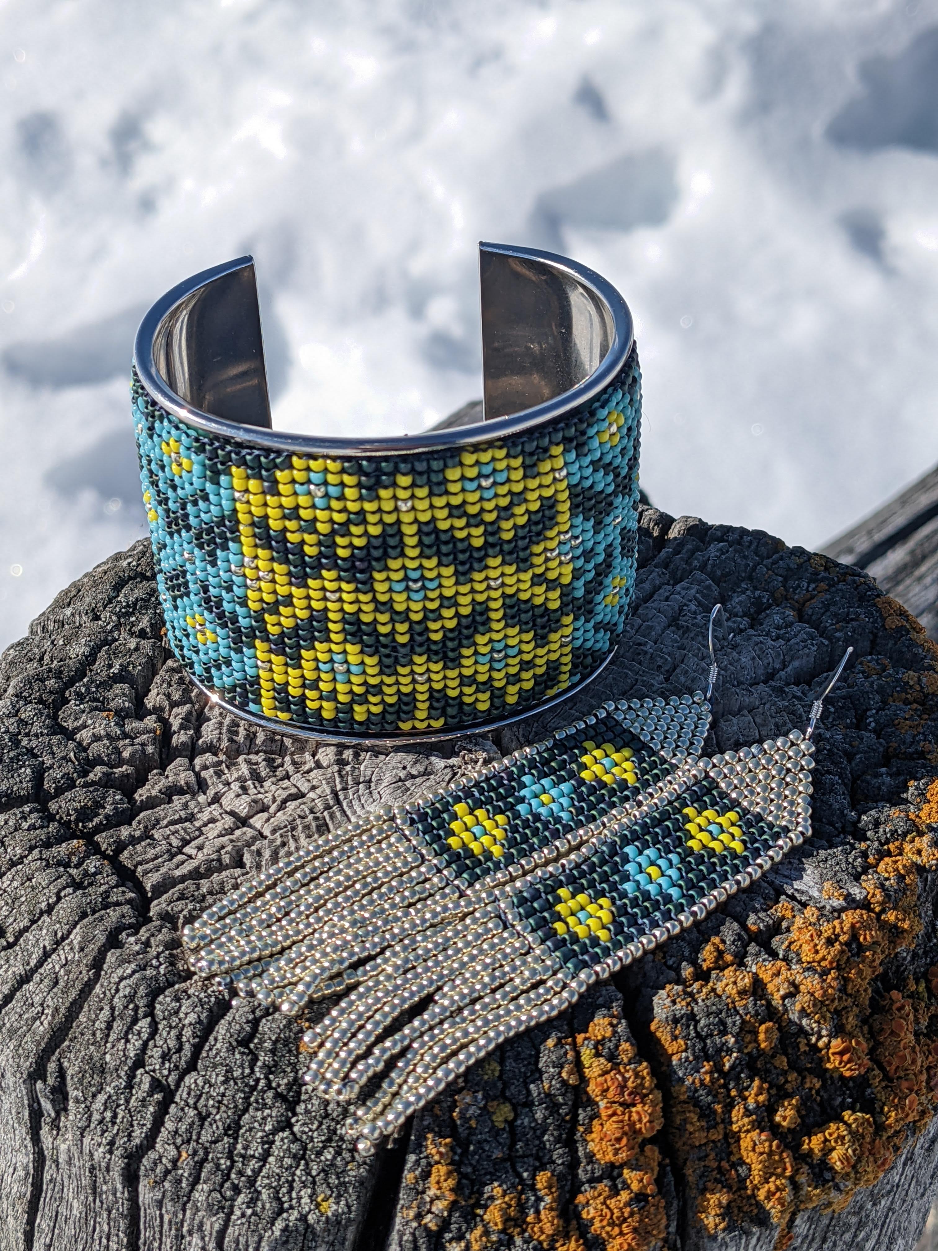 Yellow and Turquoise Cuff