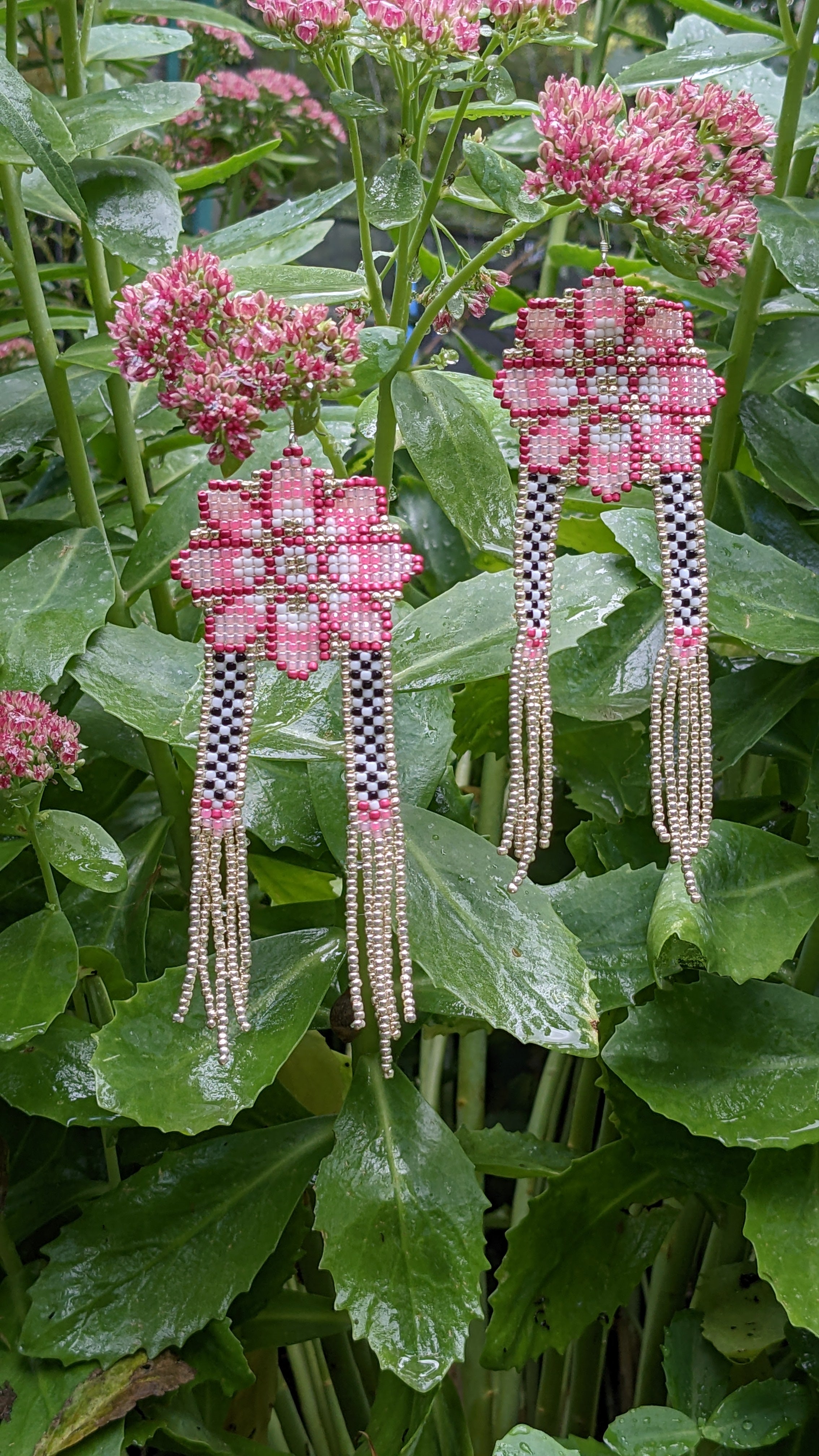 Pink Fireworks Flower Earrings