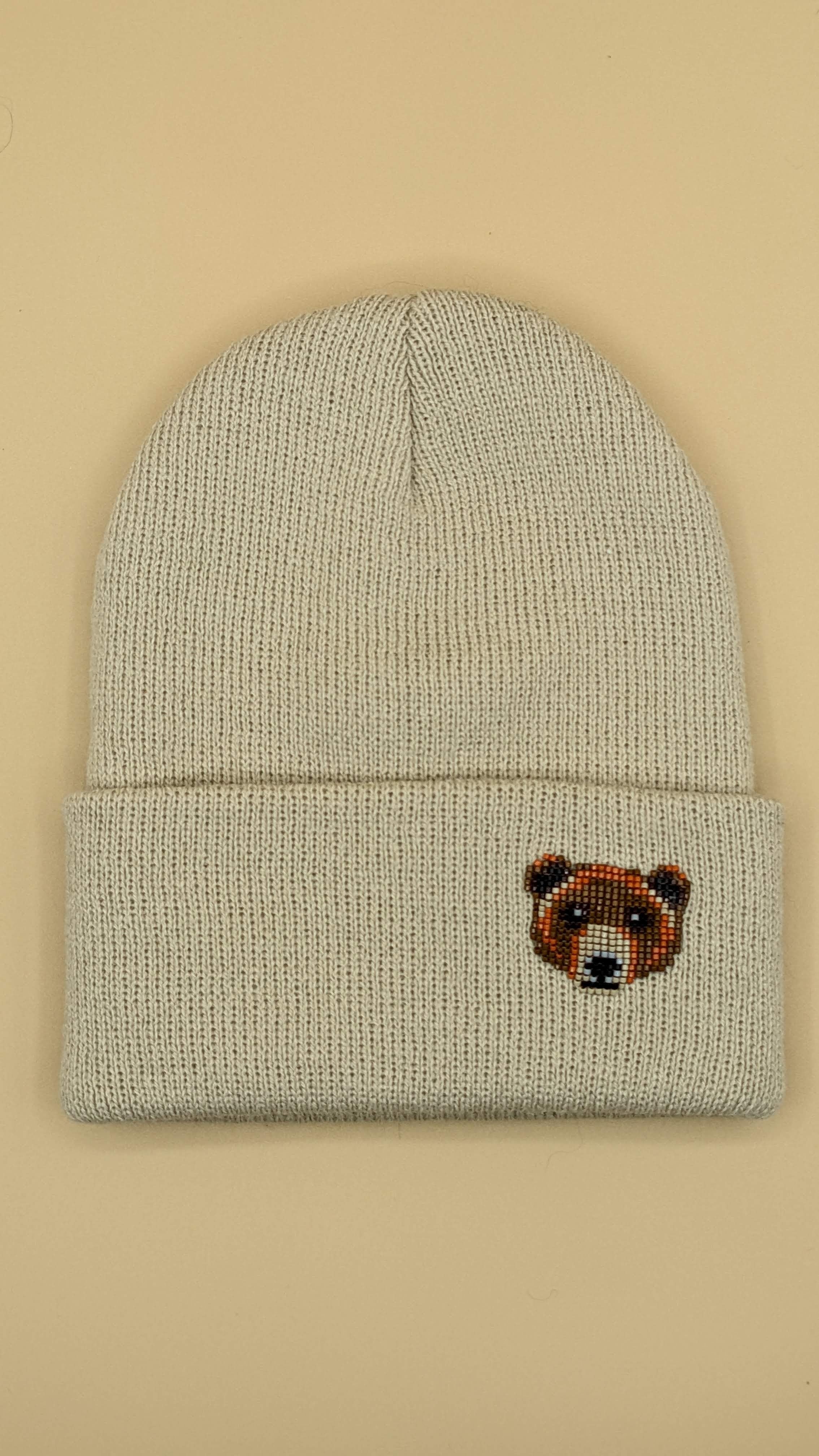 Children's Knit Hat with Beaded Bear