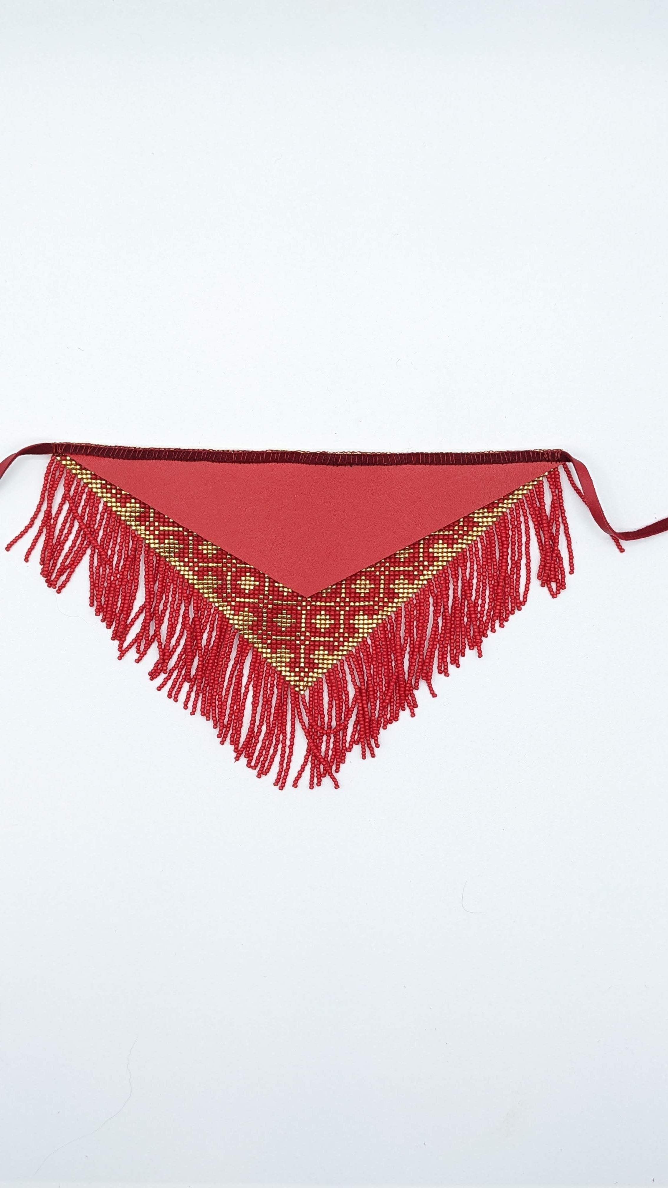 Red and Gold Beaded Bandana